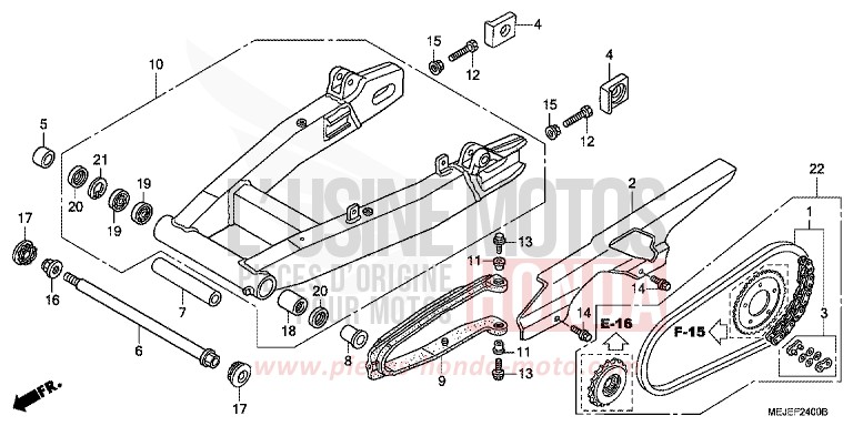SCHWINGE/KETTENGEHAEUSE von CB1300 Super Bold'or ABS PEARL FADELESS WHITE (NH341KF) von 2007